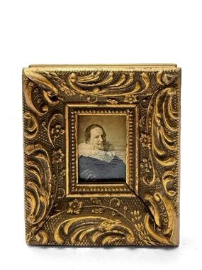 Vintage Frans Hals Dutch Portrait Stamp Ornate Frame Mini Wall Art Hanging